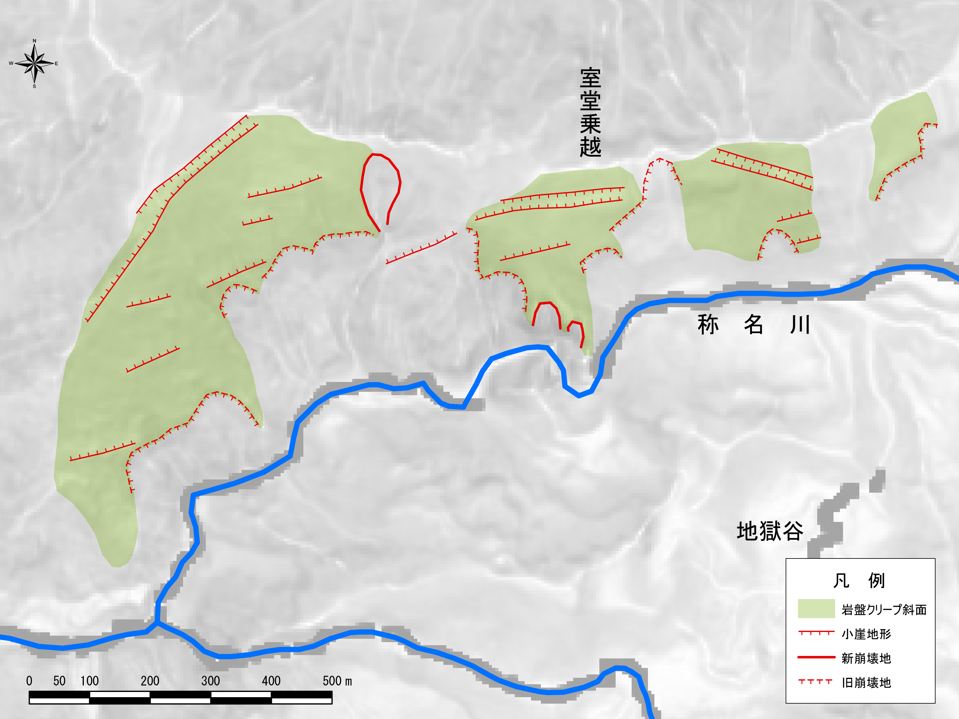 立山の岩盤クリープ斜面