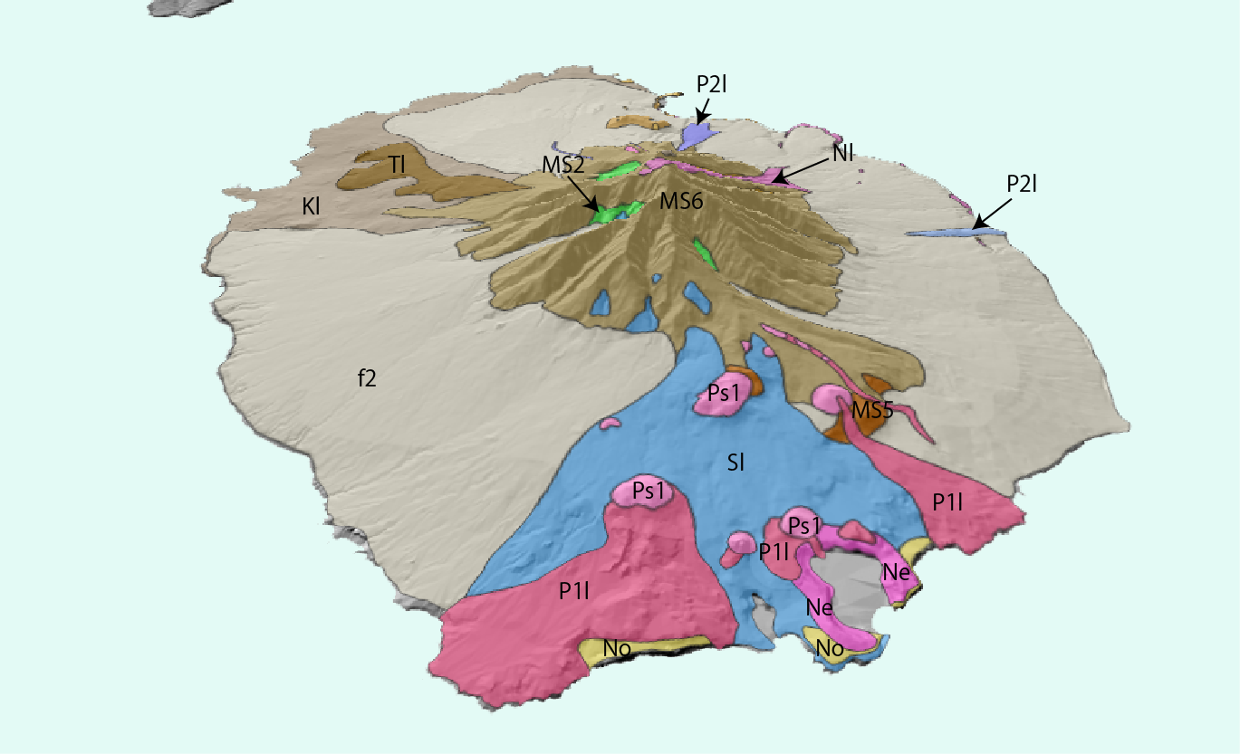 利尻火山の3D地質図