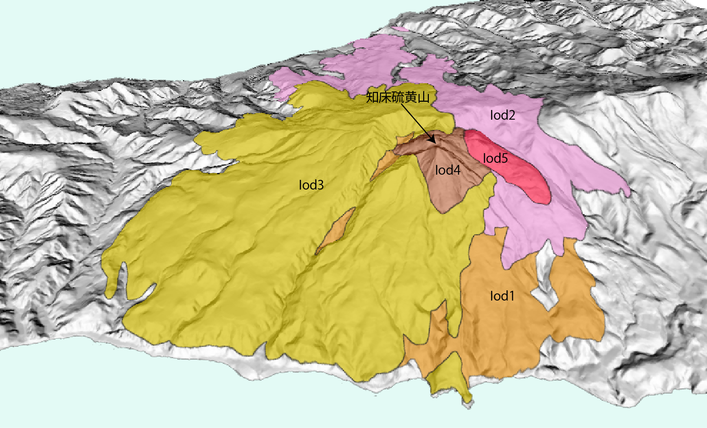 知床硫黄山の3D地質図