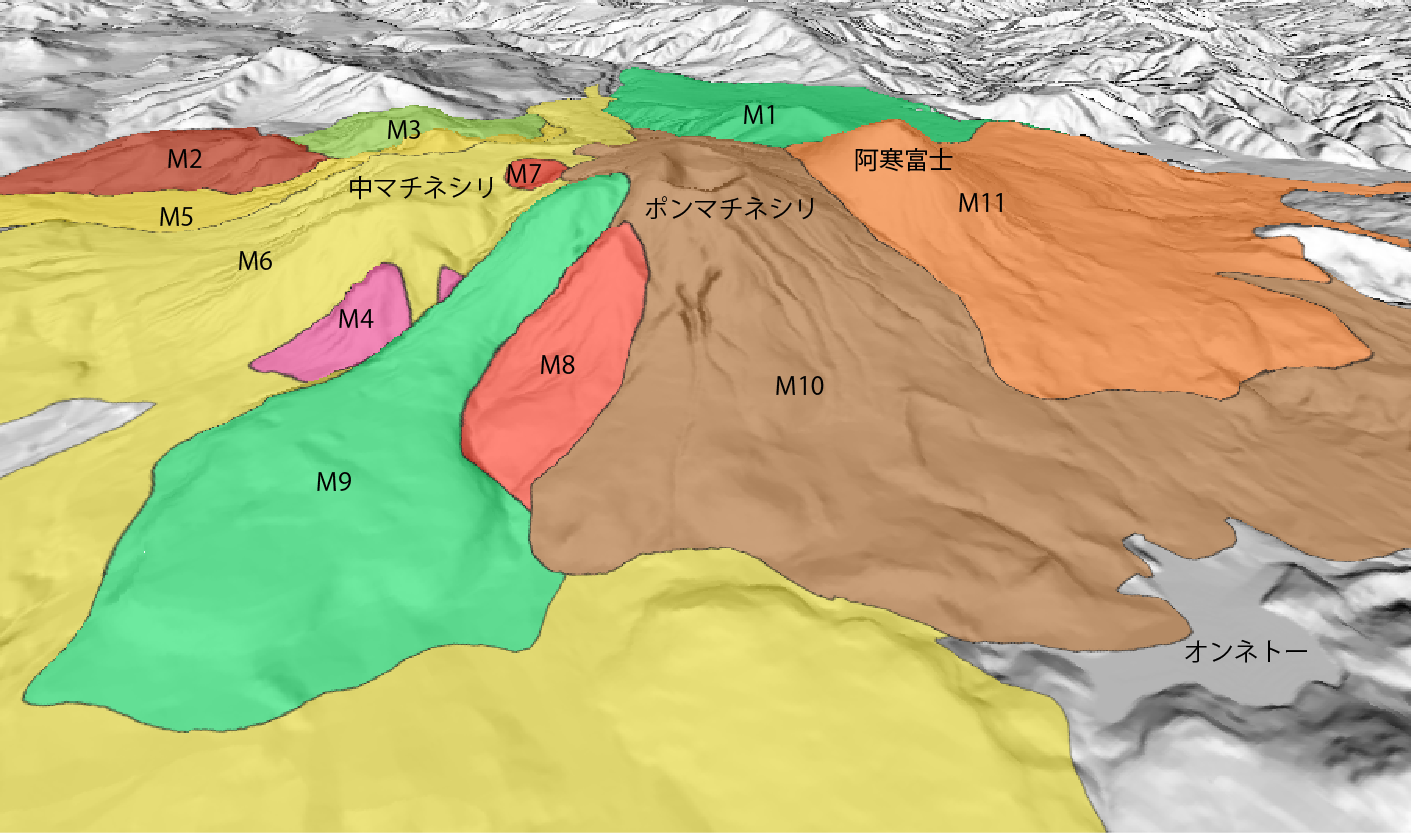 雌阿寒岳の3D画像