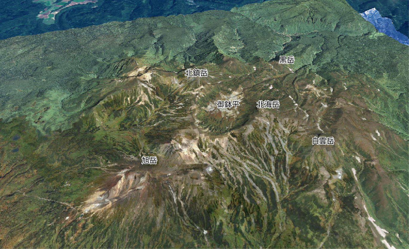 大雪山の3D画像