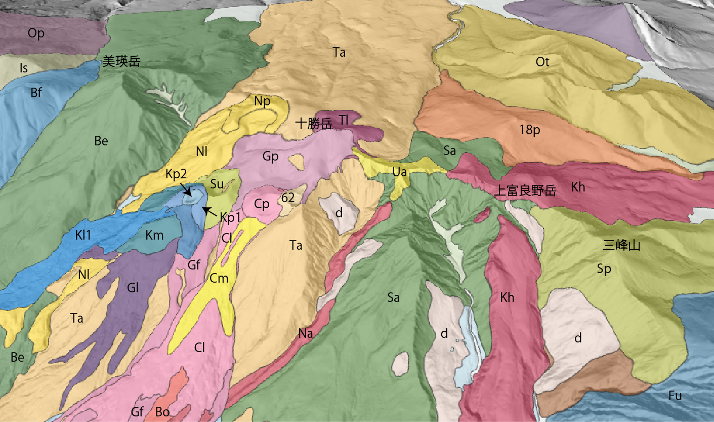十勝岳の3D地質図