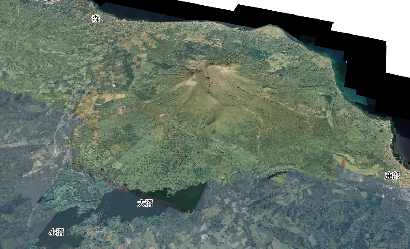 北海道駒ヶ岳の3D画像
