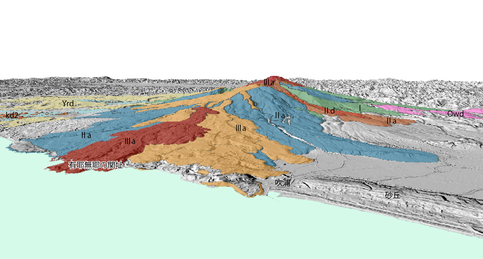 鳥海山の3D地質図
