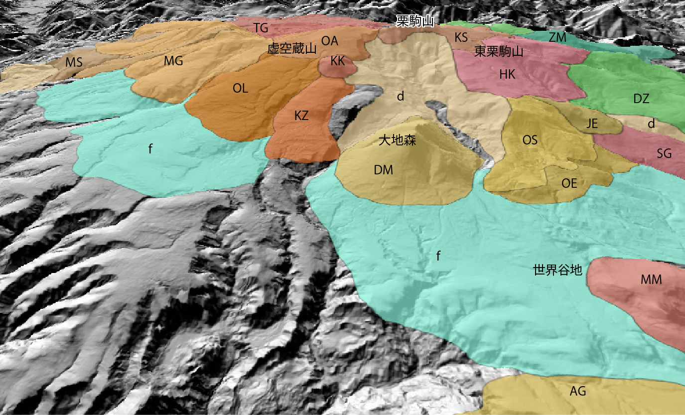 栗駒山の3D地質図