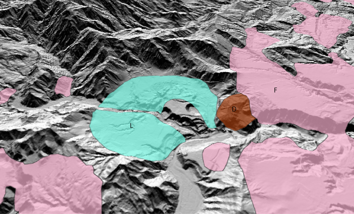 肘折の3D地質図