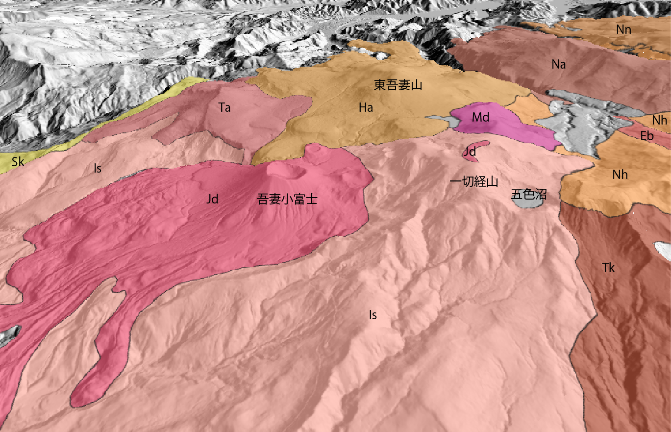 吾妻山の3D地質図
