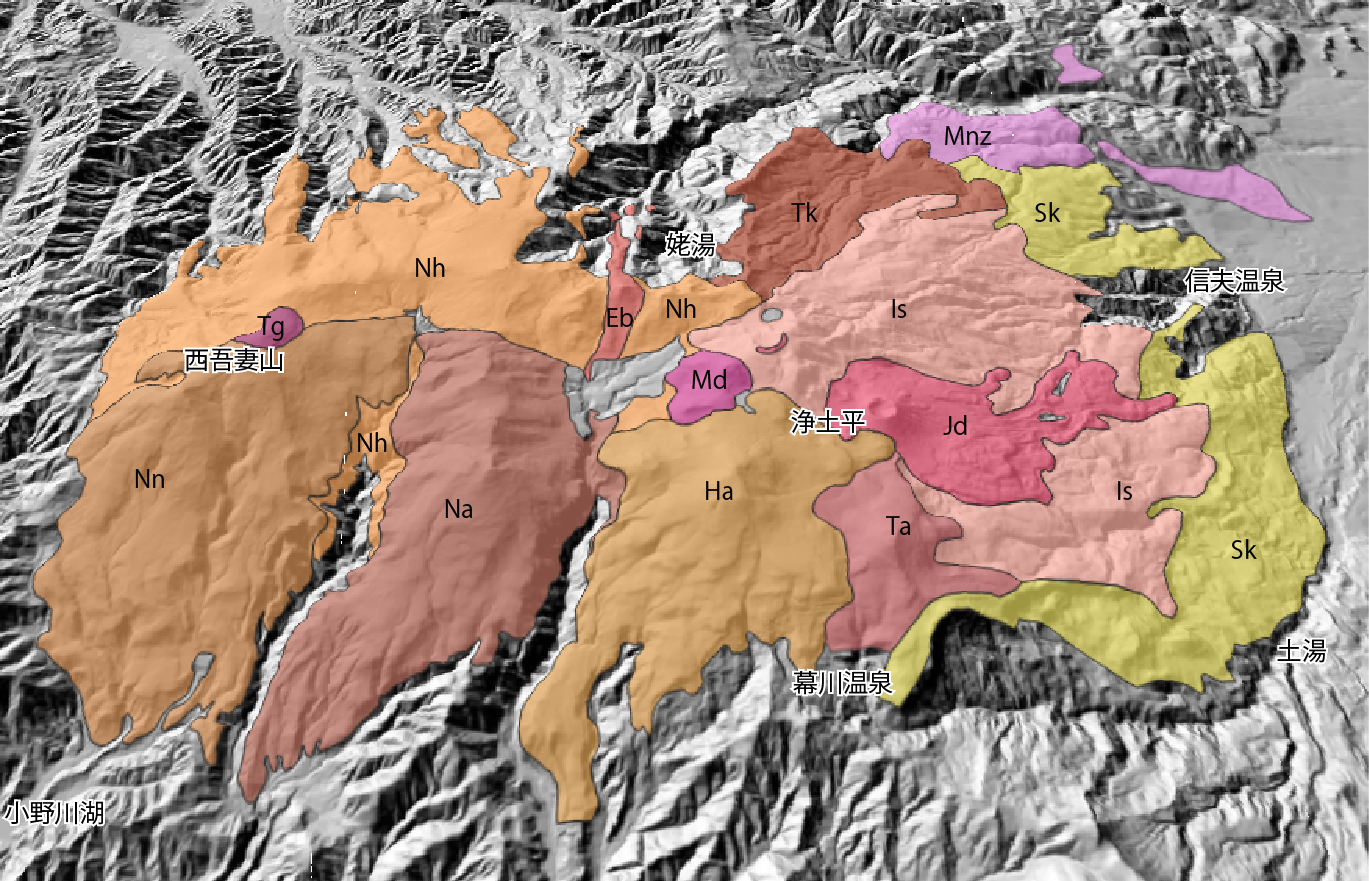 吾妻山の3D地質図