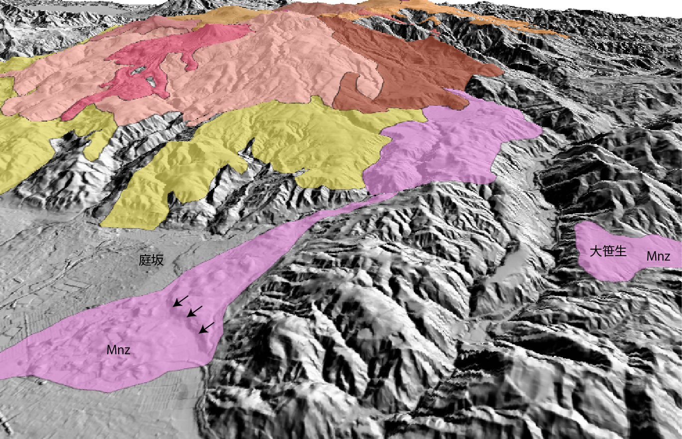 吾妻山の3D地質図