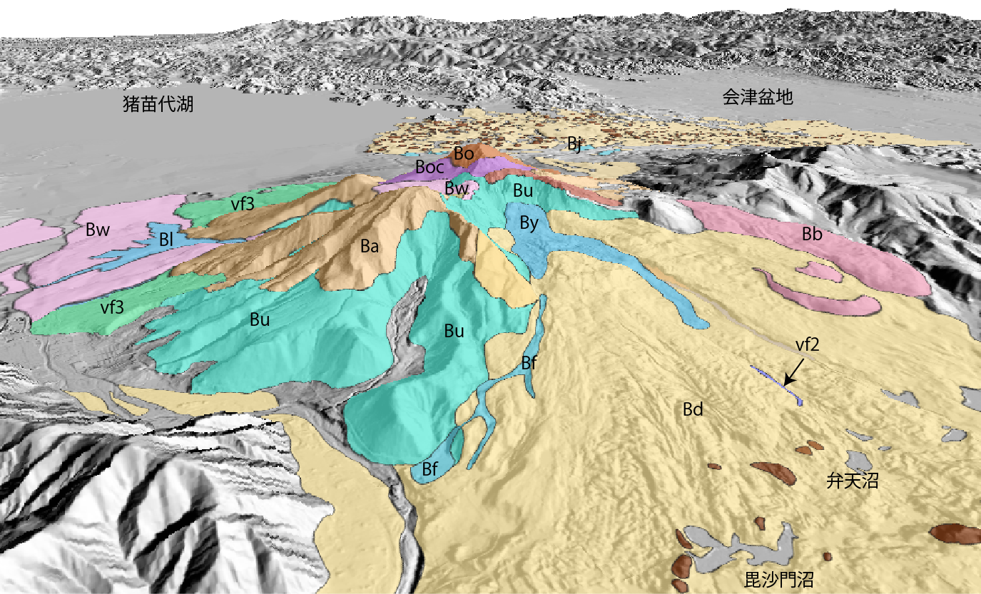 磐梯山の3D地質図