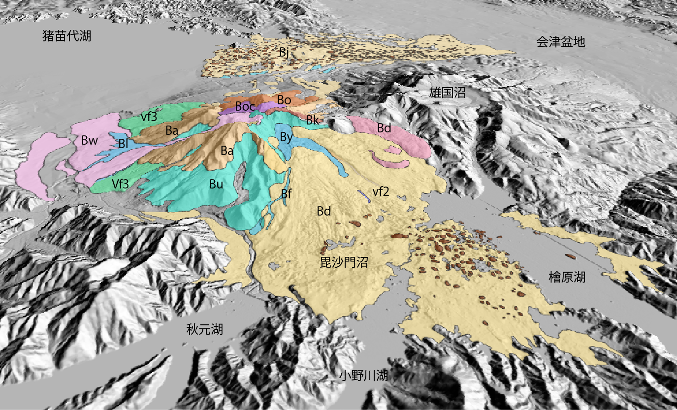 磐梯山の3D地質図