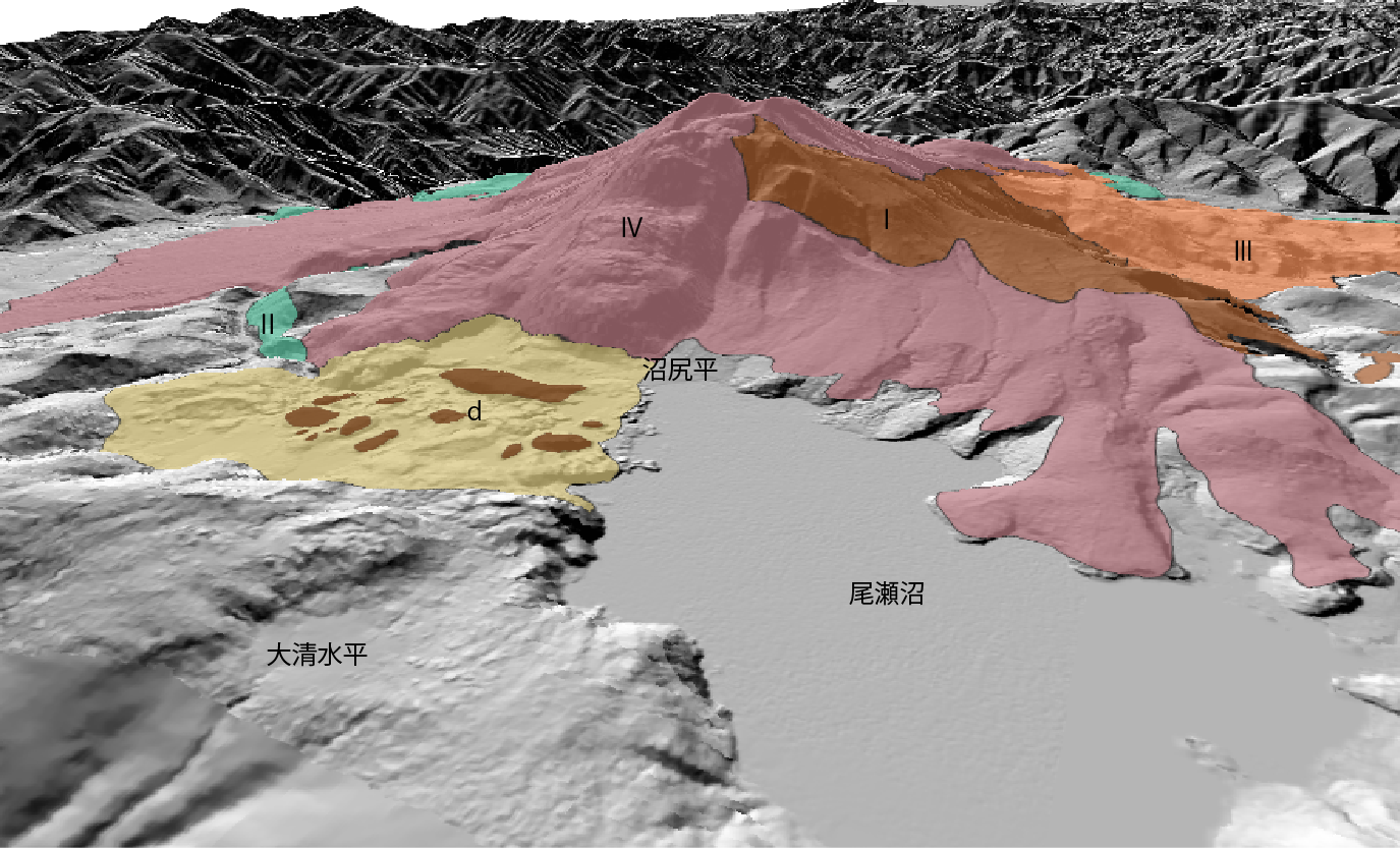 燧ヶ岳の3D地質図