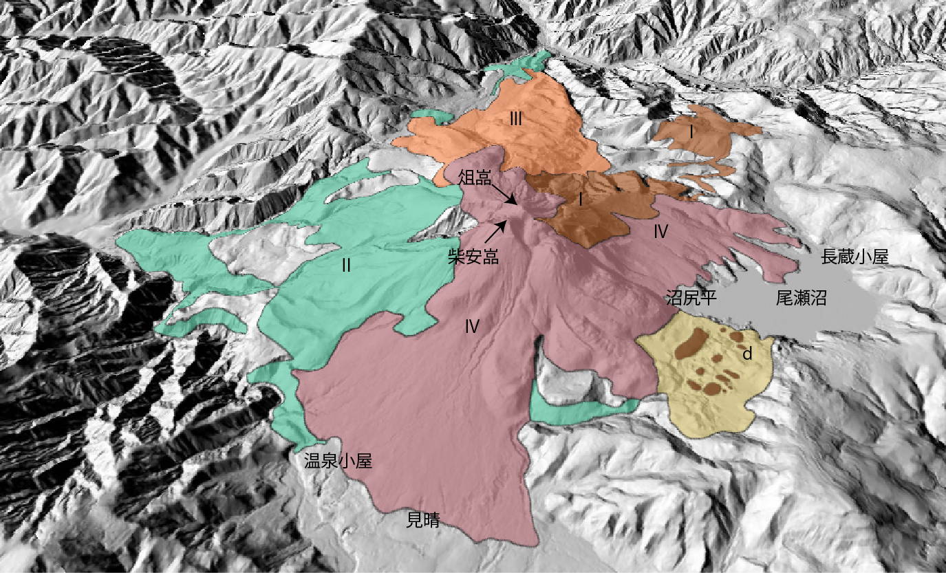 燧ヶ岳の3D地質図