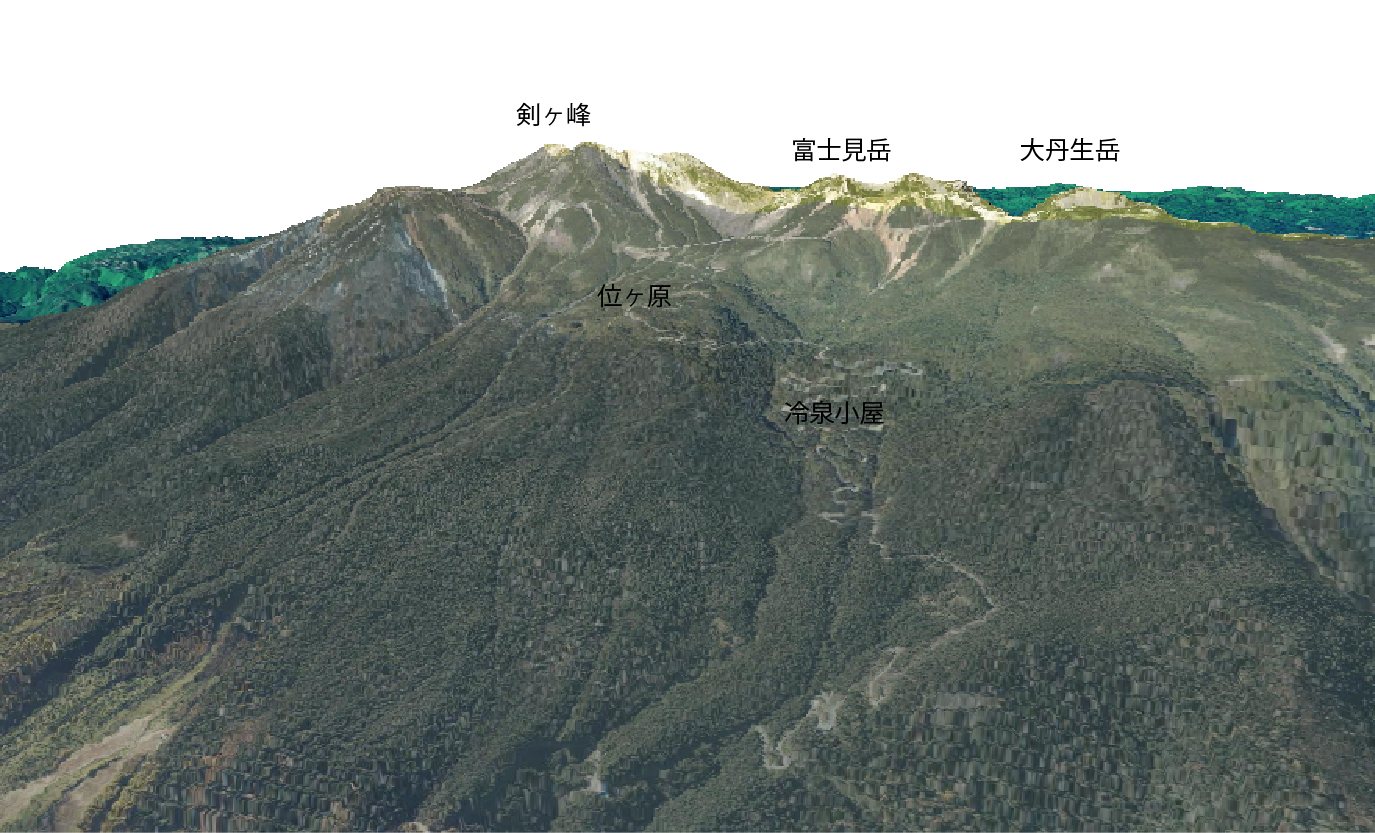 乗鞍岳の3D画像