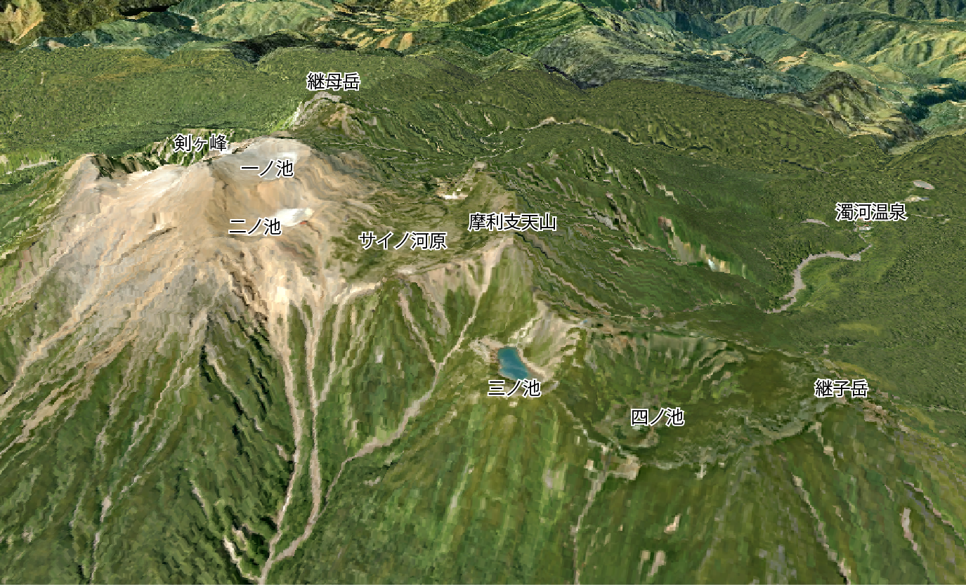 御嶽山の3D画像
