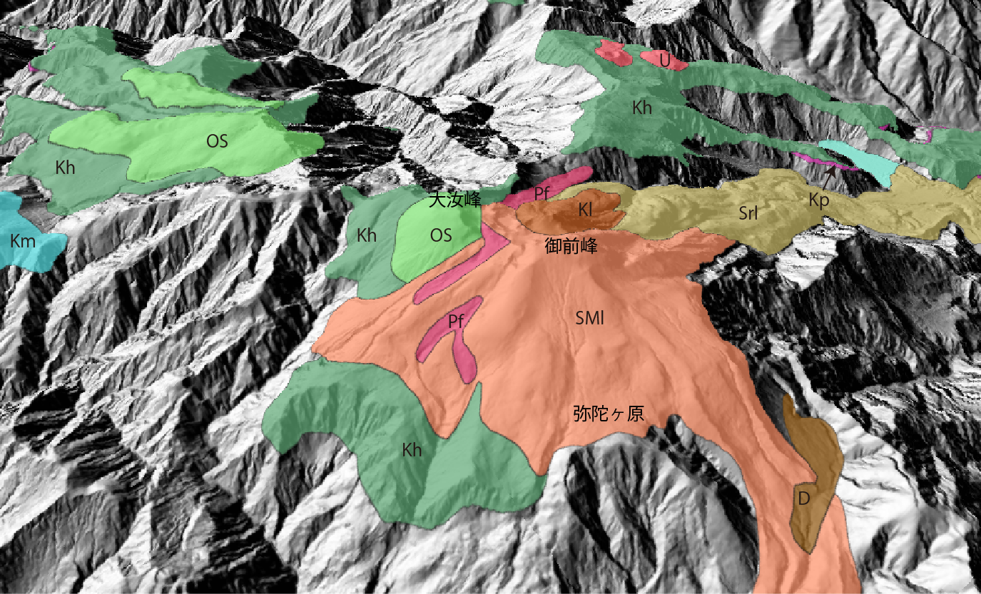白山の3D地質図
