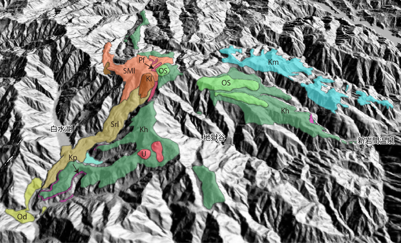 白山の3D地質図