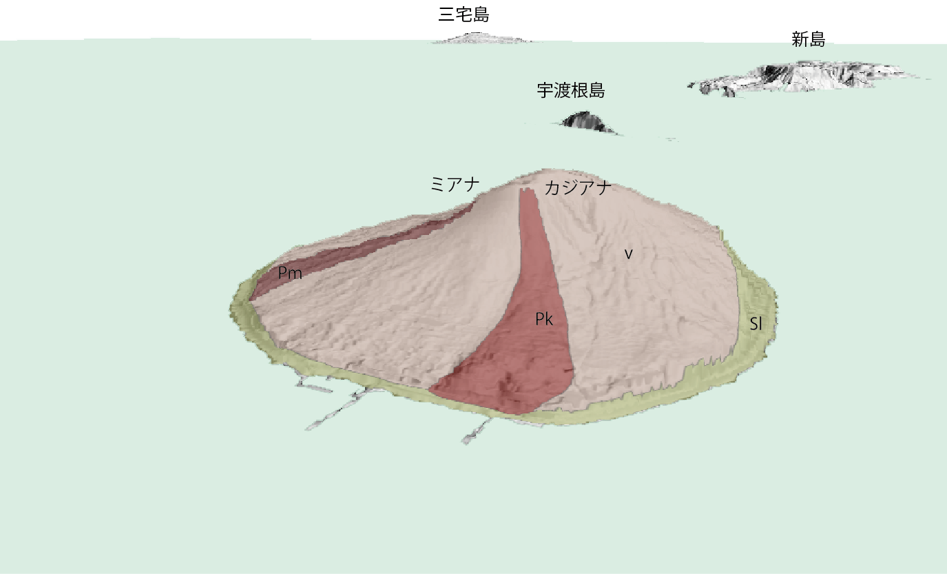 利島の3D地質図