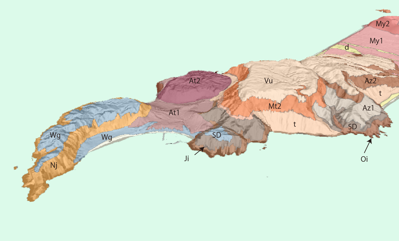 新島の3D地質図