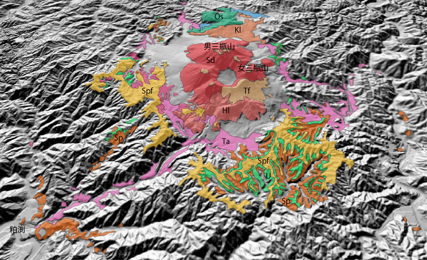 三瓶山の3D地質図