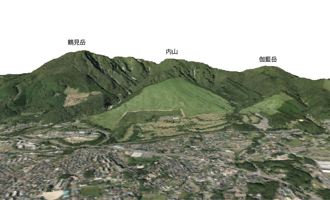 鶴見岳伽藍岳の3D画像